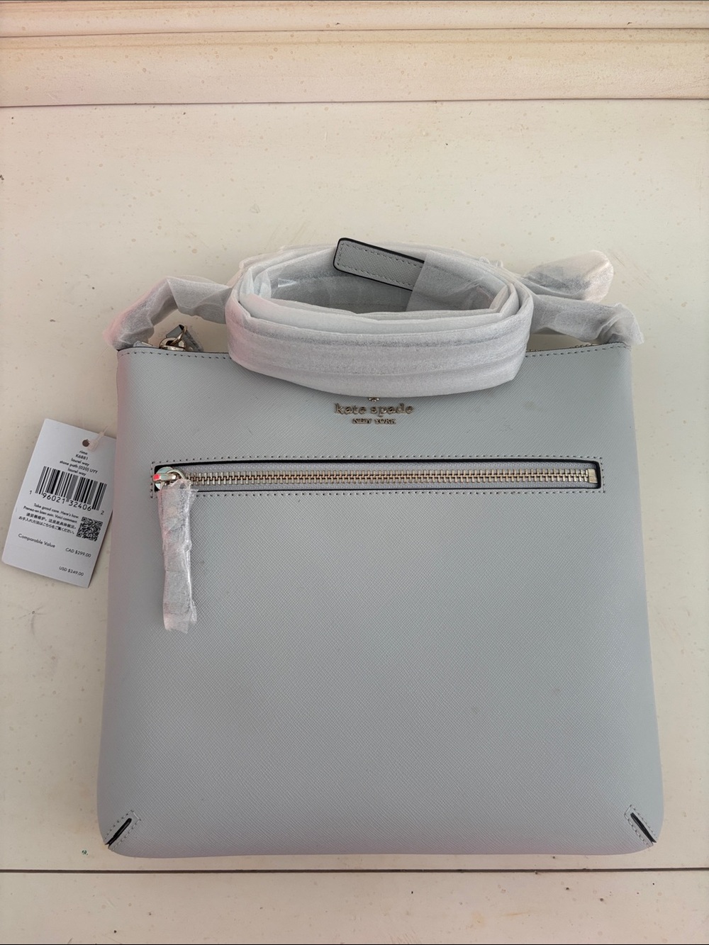 kate spade Light Gray Saffiano Crossbody Bag